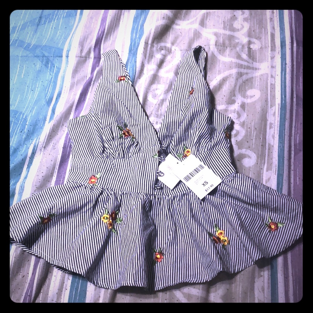 Peplum pinstriped blouse